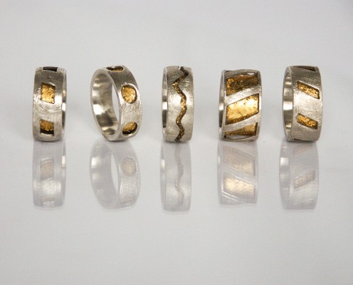 Golden rings aus Silber mit Blattgold - Preis: 185,-€ pro Ring